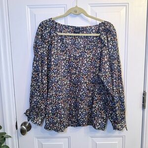 GAP Women's Floral Blouse - Navy and Multicolor